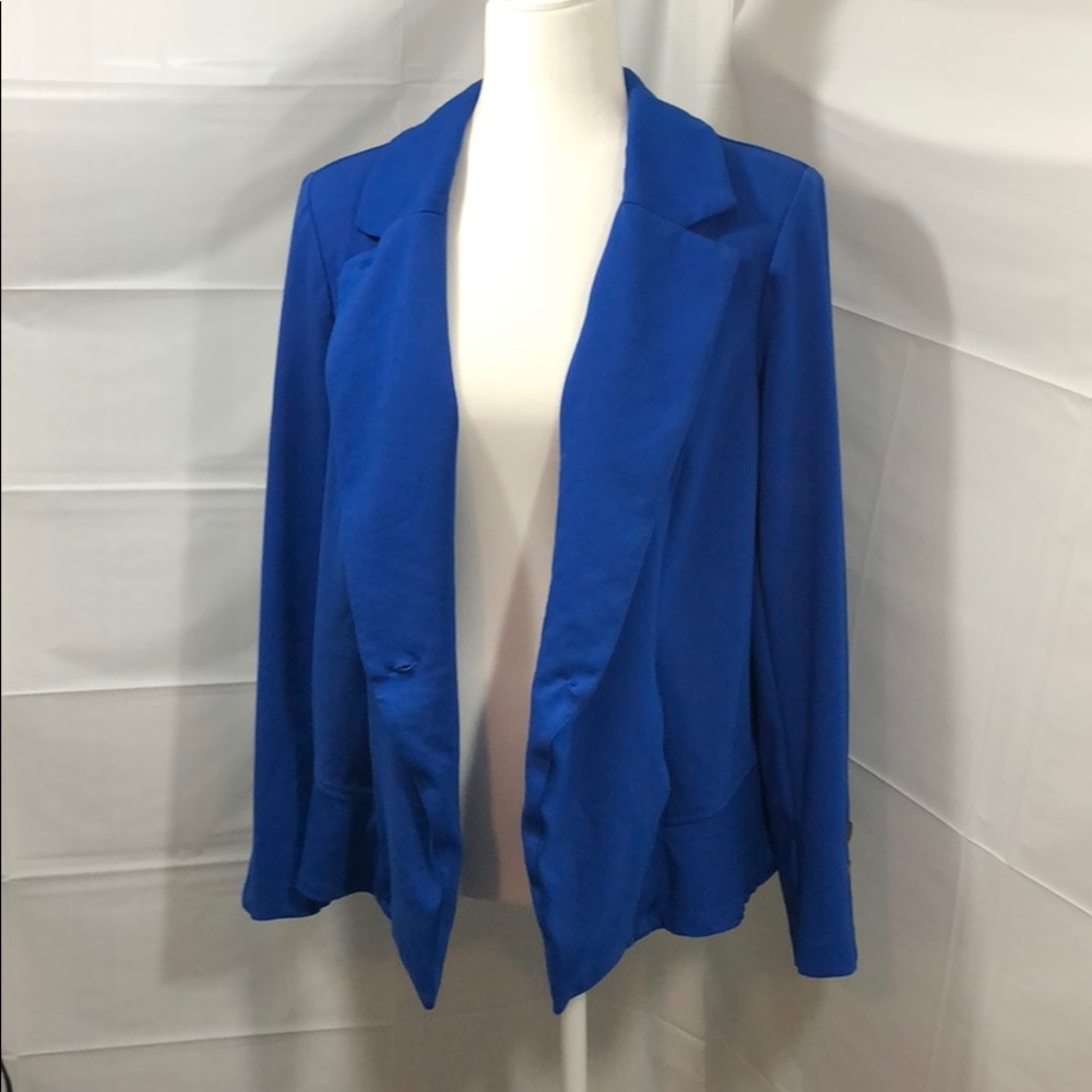 LOGO by Lori Goldstein Blue Stylist Ponte Blazer - Picture 5 of 14